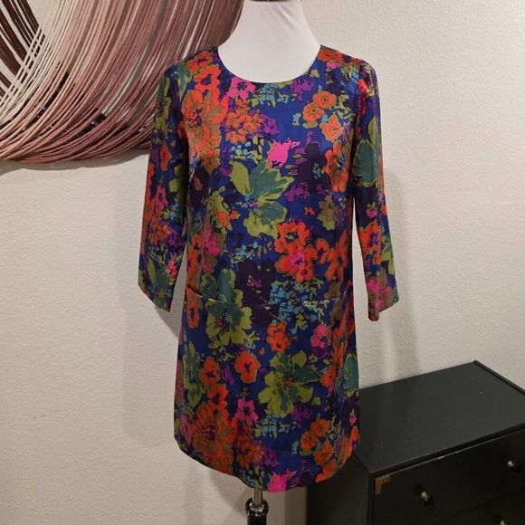 J. Crew Jules Silk Dress Sz 0 - Picture 4 of 8